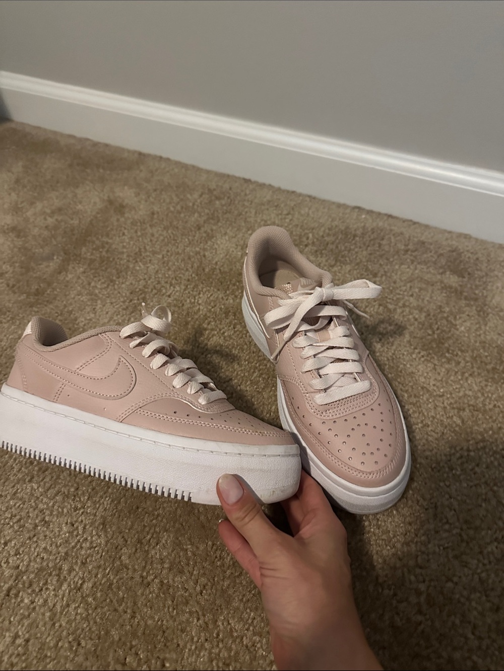 Nike Women’s Platform Sneakers in Blush Pink and White